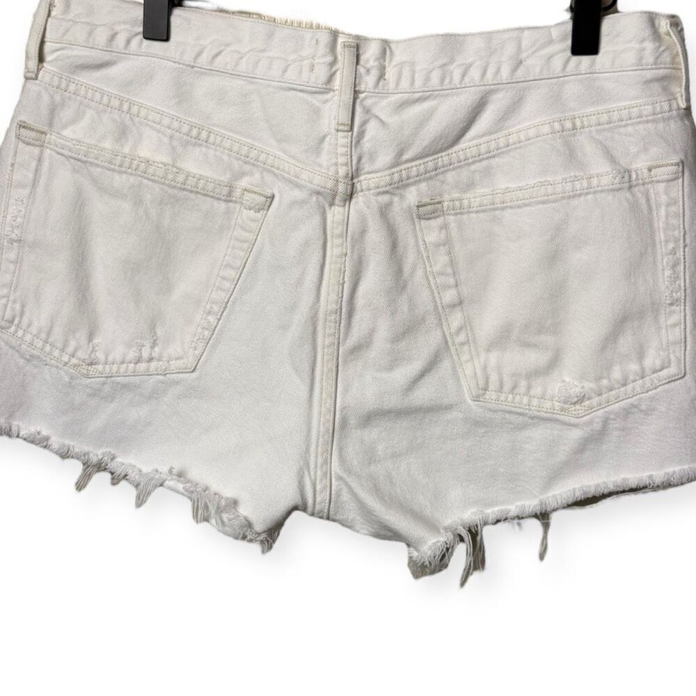 Agolde Parker Distressed White Raw Hem Denim Shorts 30